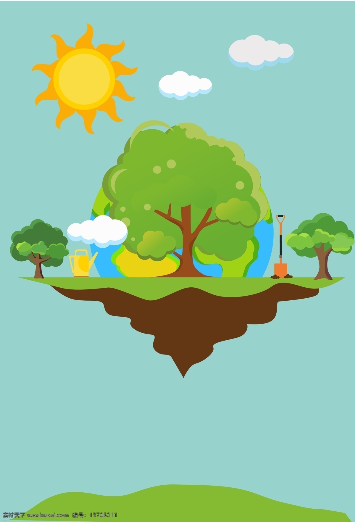 绿色 自然 世界环境日 海报 背景 世界 环境日 海报背景 公益 环保 太阳 绿植
