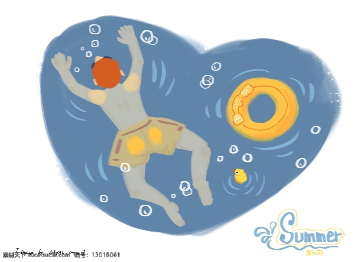 游泳 人物 夏天 小 清新 插畫 風(fēng)水 海水 海邊 泳衣 促銷 字體 春季 藝術(shù)字 游泳圈