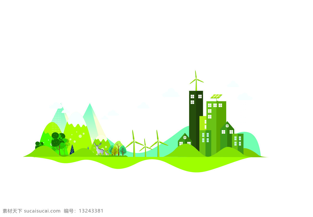 绿色生态 城市建设 绿色 生态 城市 建设 风车 新能源 太阳能