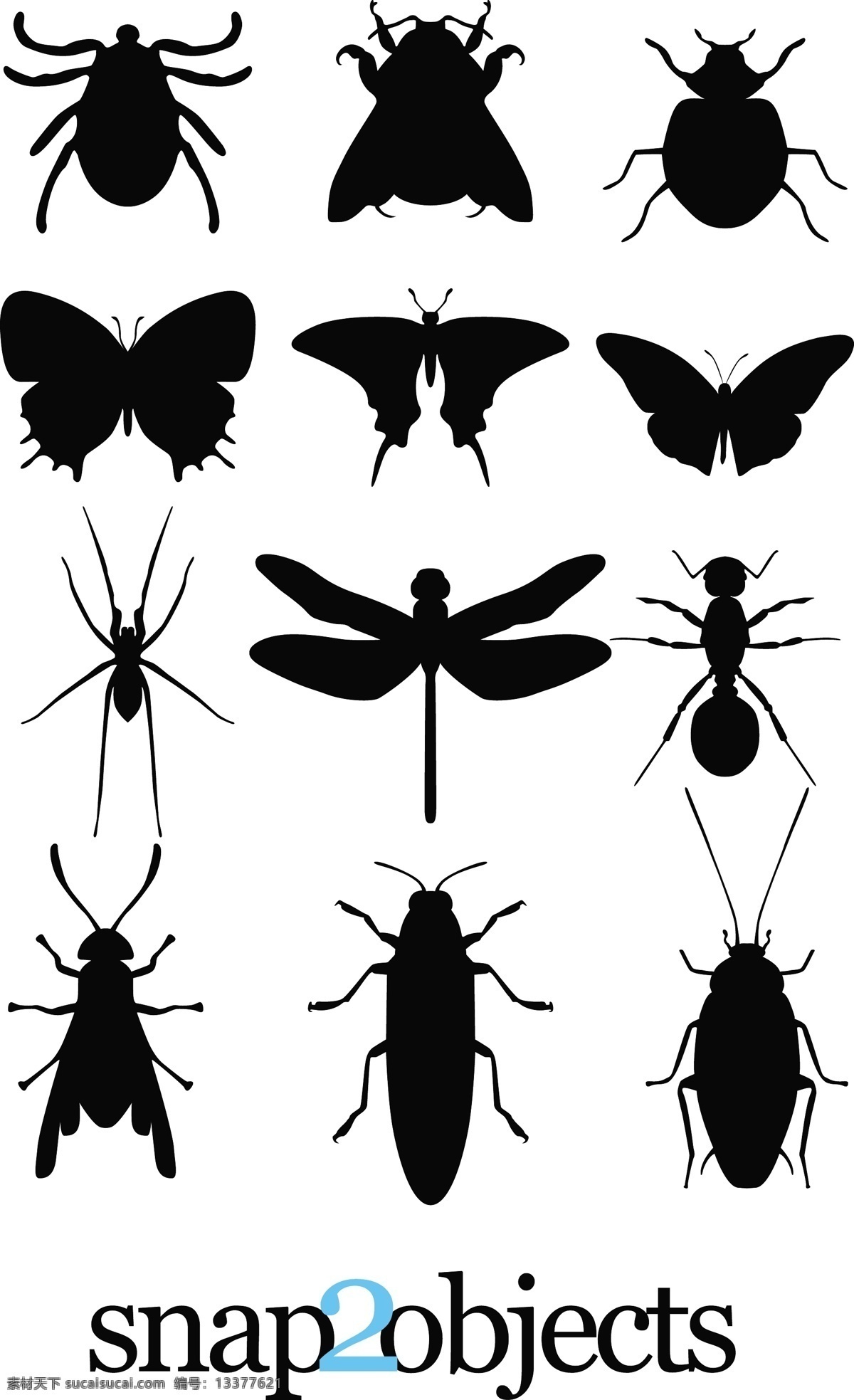昆虫剪影 蝴蝶 蟑螂 蜻蜓 蚂蚁 剪影 蛐蛐 蜘蛛 动物 艺术素材 美术绘画 文化艺术 矢量