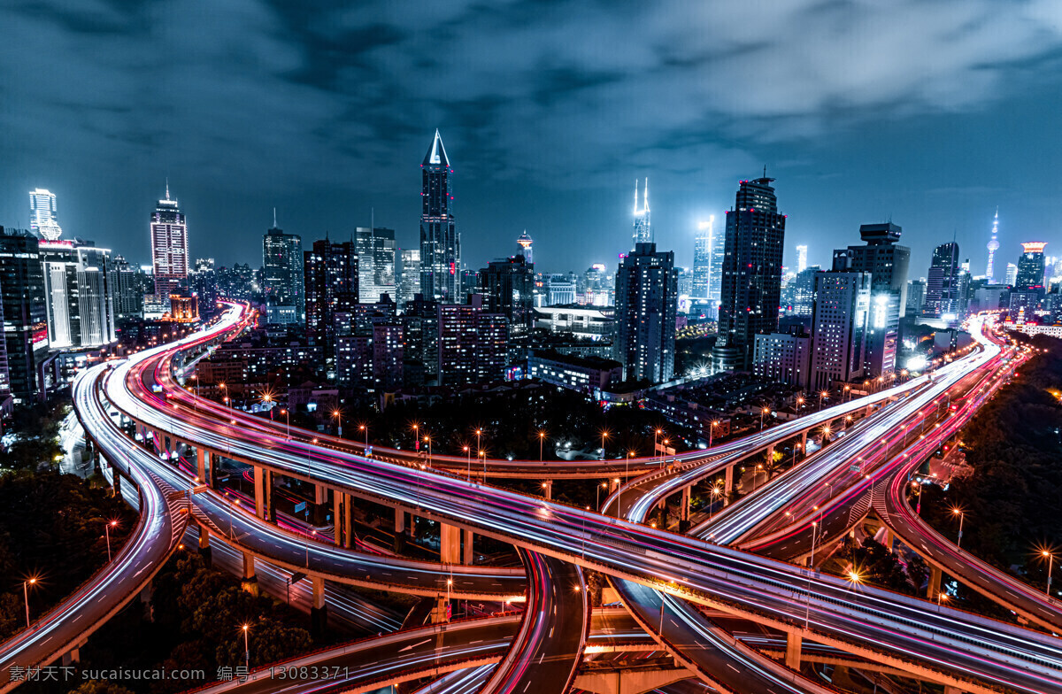 城市 夜景 高架桥 背景 海报 素材图片 杂图