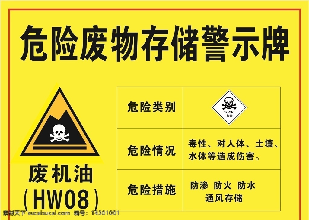 危險 廢物 存儲 警示牌 廢機(jī)油 危險廢物 警示圖