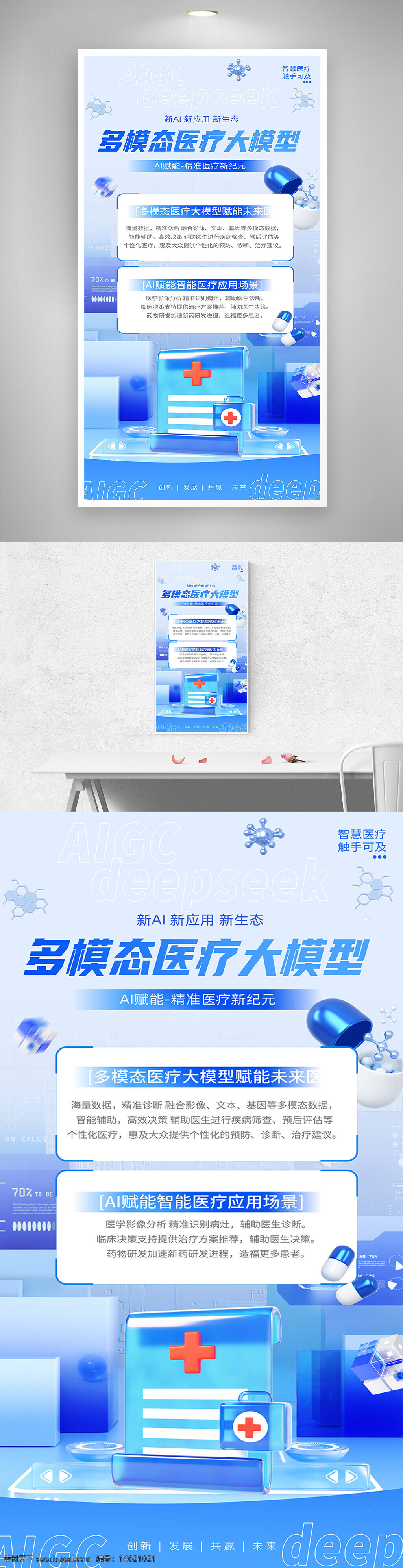 醫(yī)療大模型 ai科技 人工智能 智慧醫(yī)療 科技風(fēng) 藍(lán)色主題 精準(zhǔn)醫(yī)療 醫(yī)療創(chuàng)新 藥物研發(fā) 醫(yī)療影像分析 未來(lái)醫(yī)療 扁平插畫(huà)