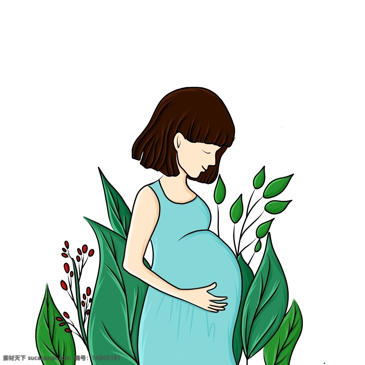 母亲 原创 ps 文件 卡通 怀孕 女人 元素 合集