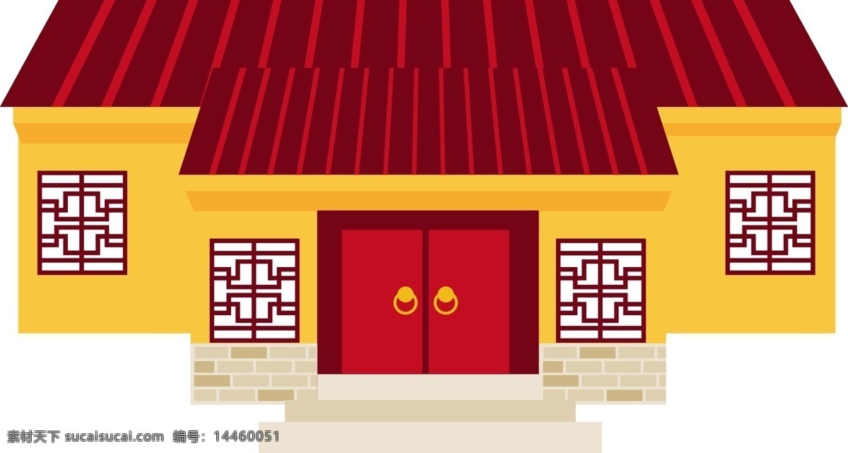 中国 古代 建筑物 手绘 矢量 元素 背景 装饰 套 图 建筑