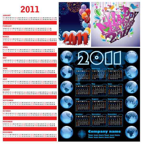 2011 年 日歷 模板 矢量 2011年 掛歷 立體字 氣球 煙花 白色