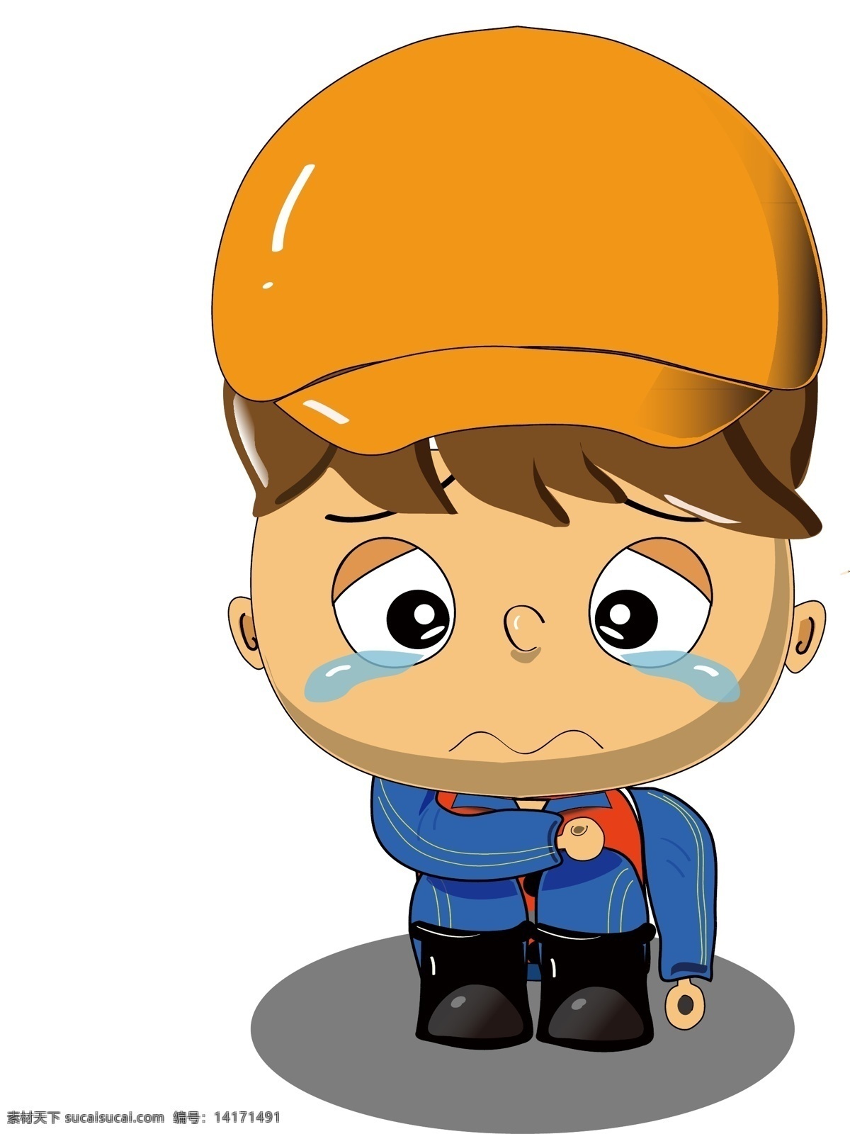 铁路 工人 卡通 伤心 表情 设计素材 铁路工人 插画