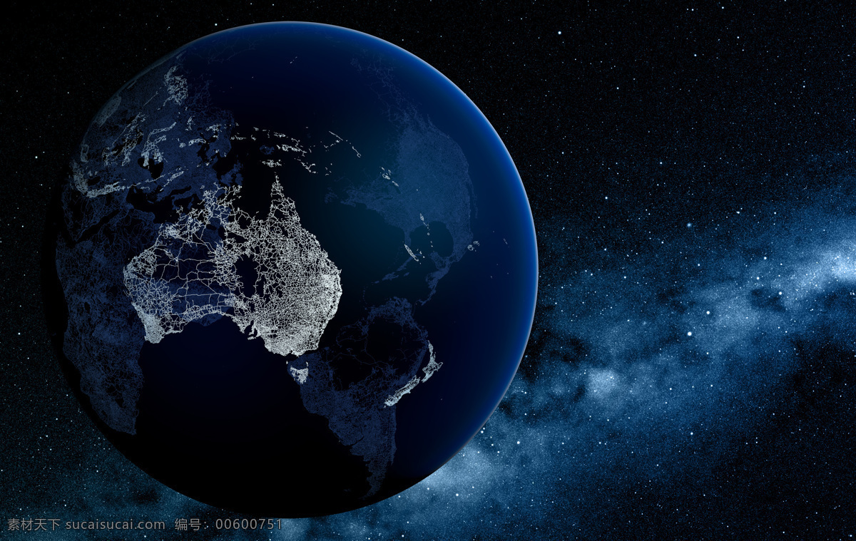 太空 澳大利亚 澳洲 地球 世界 国际 云 云海 航空 航天 深远 浩瀚 蓝色 背景 星空 银河 自然景观