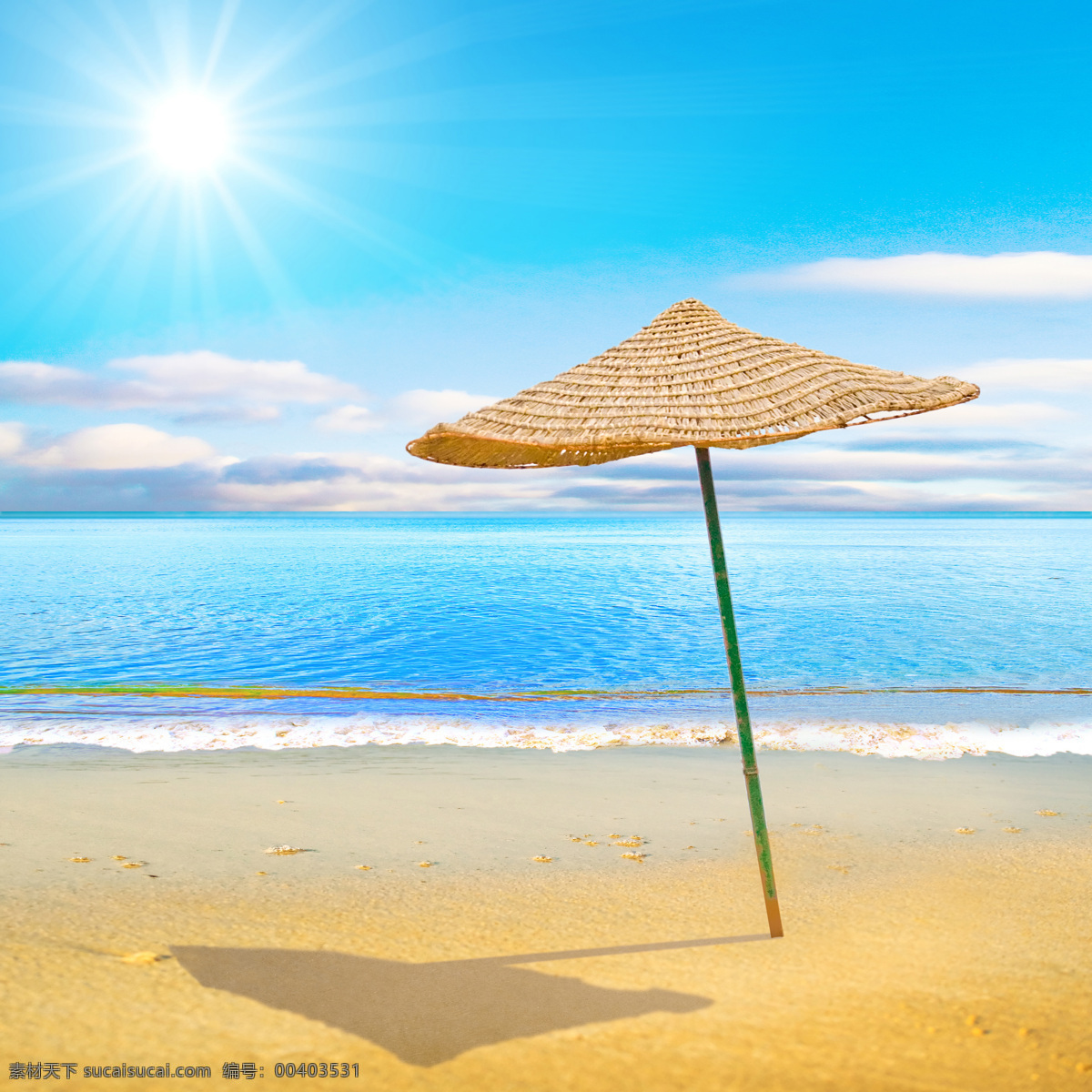 沙滩 太阳伞 素材图片 伞 大海 海水 天空 阳光 自然风光 休闲旅游 热带风光 大海图片 风景图片