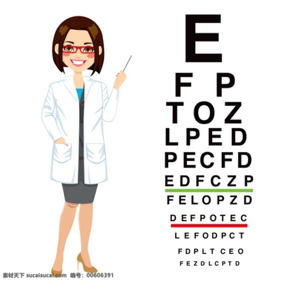 眼科 医生 视力表 矢量 近视 眼膜 隐形眼镜