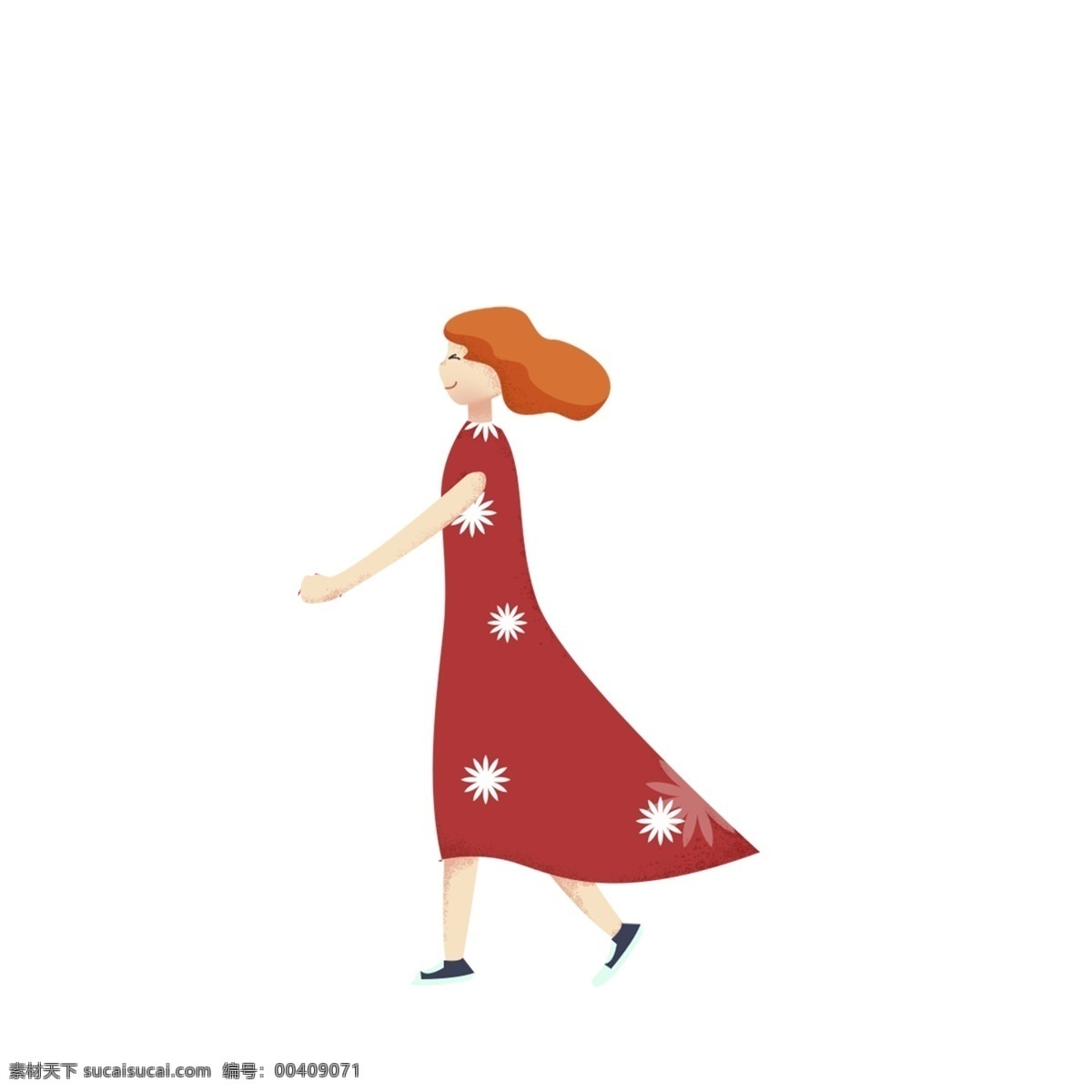 红色 裙子 女孩 免 抠 图 红色头发 卡通人物 动漫人物 时尚女孩 漂亮的裙子 大裙子 红色裙子女孩 免抠图
