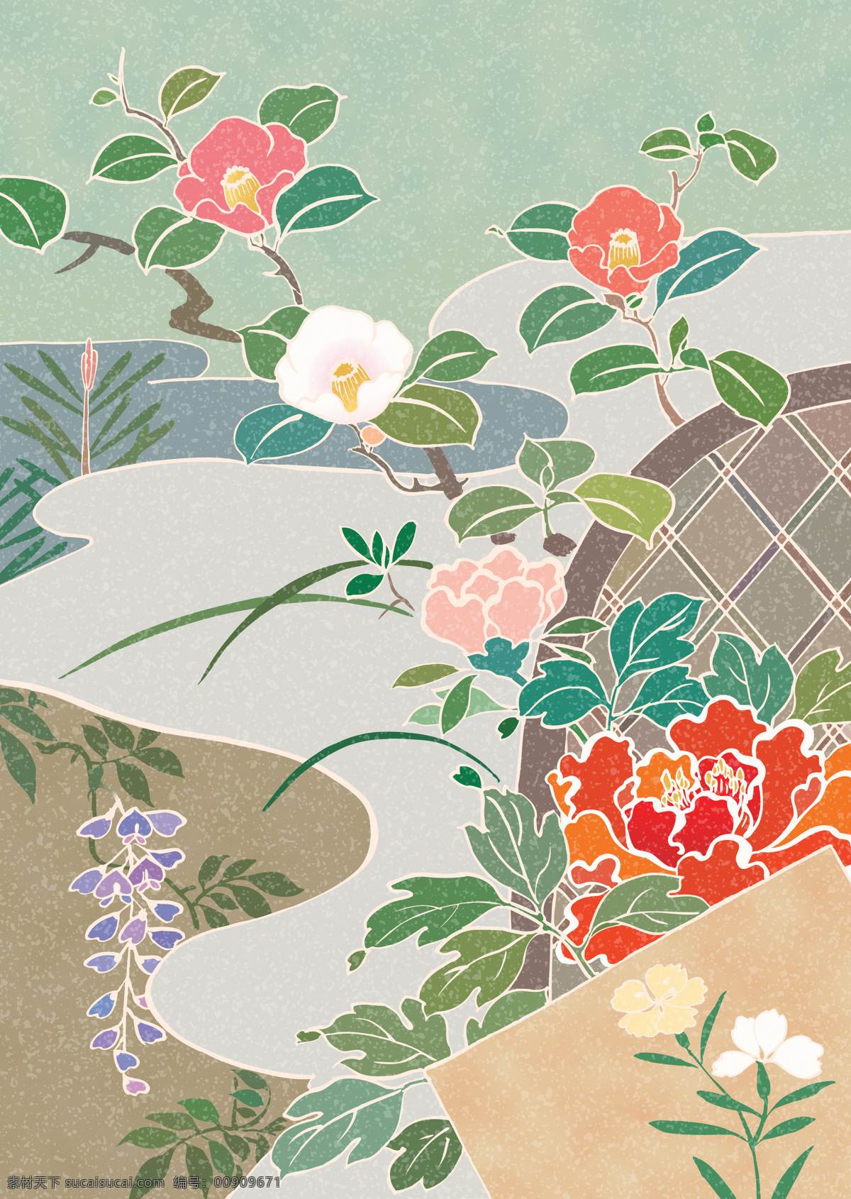 日本风格插画 插画集 底纹边框 花边花纹 乱之插画集 清新浪漫花纹 日本 风格 背景 图 设计图 设计图库