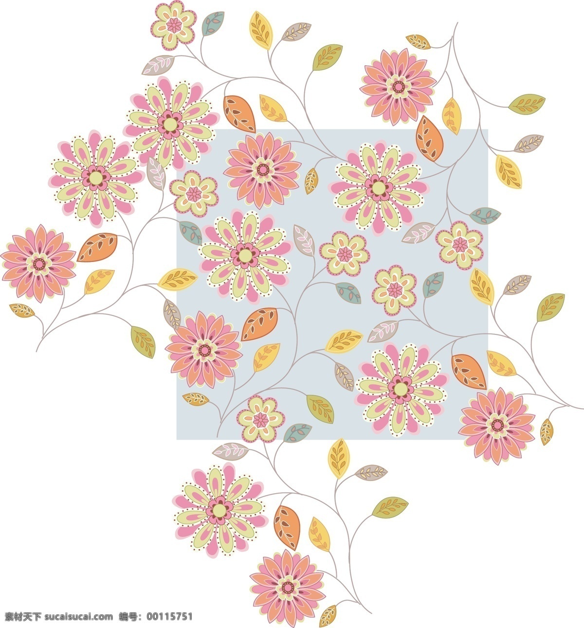 网页设计 韩国 花纹 植物 矢量 背景 底纹 矢量图 元素 花纹花边