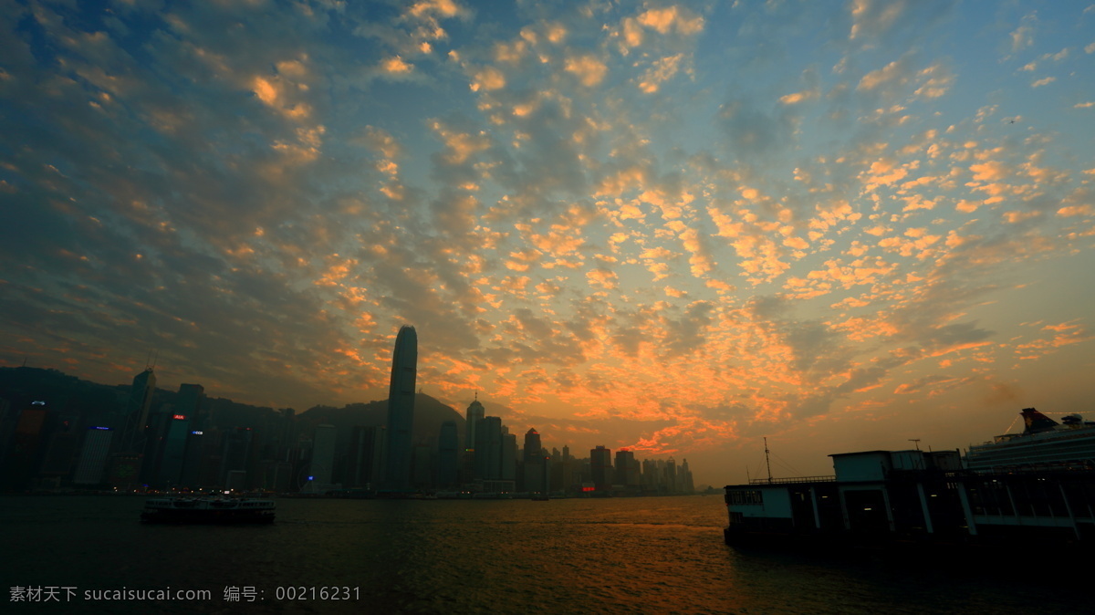 香港 维多利亚港 日落 风景