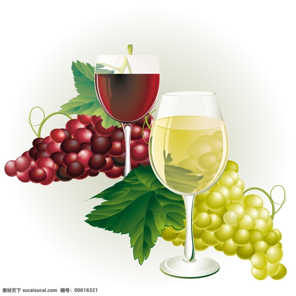 精美 葡萄 高脚杯 矢量 果蔬 葡萄酒 葡萄叶子 食品 矢量图 水果 植物 其他矢量图