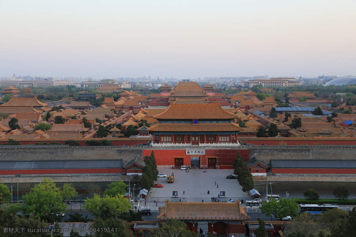 故宫 古建筑 北京 景山公园 黄昏 日落 阴天 建筑园林 建筑摄影