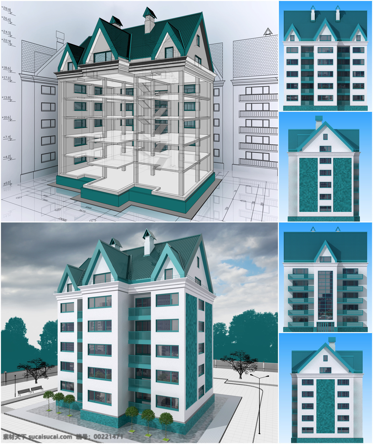楼房 建筑设计 透视图 别墅设计图纸 别墅 3d 效果图 建筑效果图 卡通房子 别墅设计 洋房建筑设计 环境家居