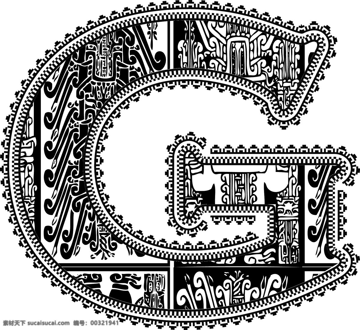 古字母G矢量插画素材图片下载-素材编号00321941-素材天下图库