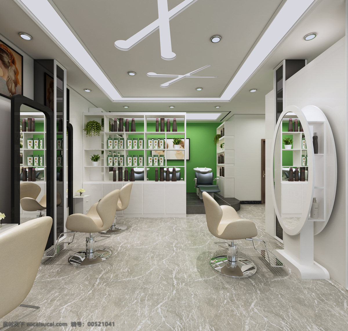 理发店 效果图 理发店效果 理发店布局 理发店造型 理发店吊顶 天花吊顶效果 天花吊顶造型 整体布局效果 3d设计模型 室内设计 3d设计 室内模型