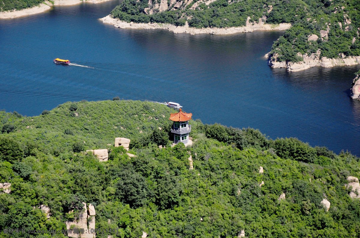 青龙峡 水库 鸟瞰 青山 碧水 凉亭 游艇 旅游 国内旅游 旅游摄影