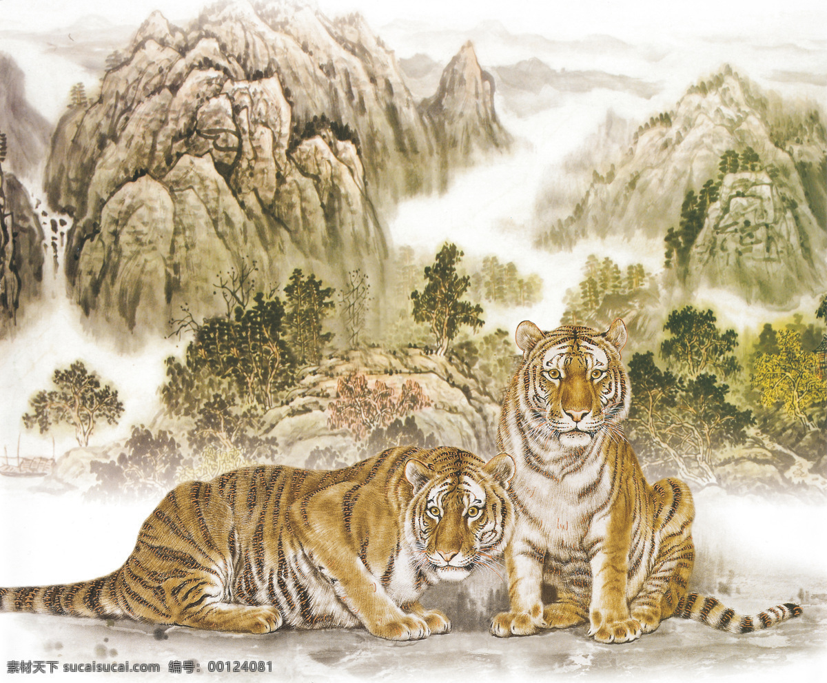 国画老虎 石头 花丛 树叶 水墨画 水墨老虎 彩墨 老虎 猛虎 名画老虎 山峰 威严 壮观 王中王 动物 国家保护动物 山丛 咆哮 中堂画 大厅画 虎年 2010年 庚寅年 福运虎 虎年招财 国画 绘画书法 文化艺术