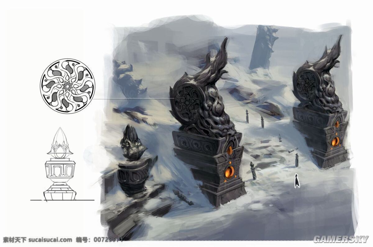 剑灵场景设定 剑灵 场景设定 雪场景 剑灵场景 肥西风格 动漫动画 白色