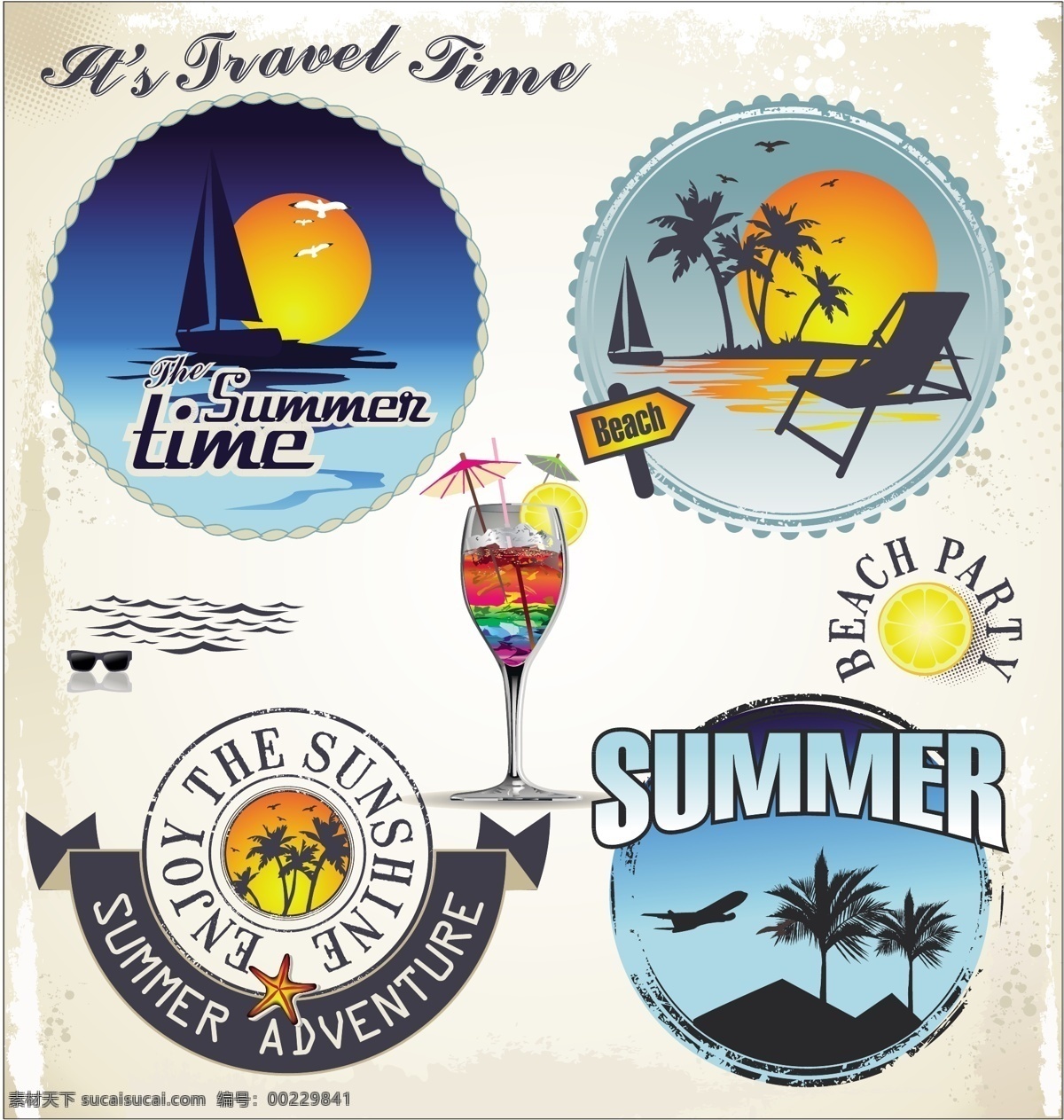 暑假 旅游 标签 标识 向量 度假 夏季 向量的标签 矢量图 其他矢量图