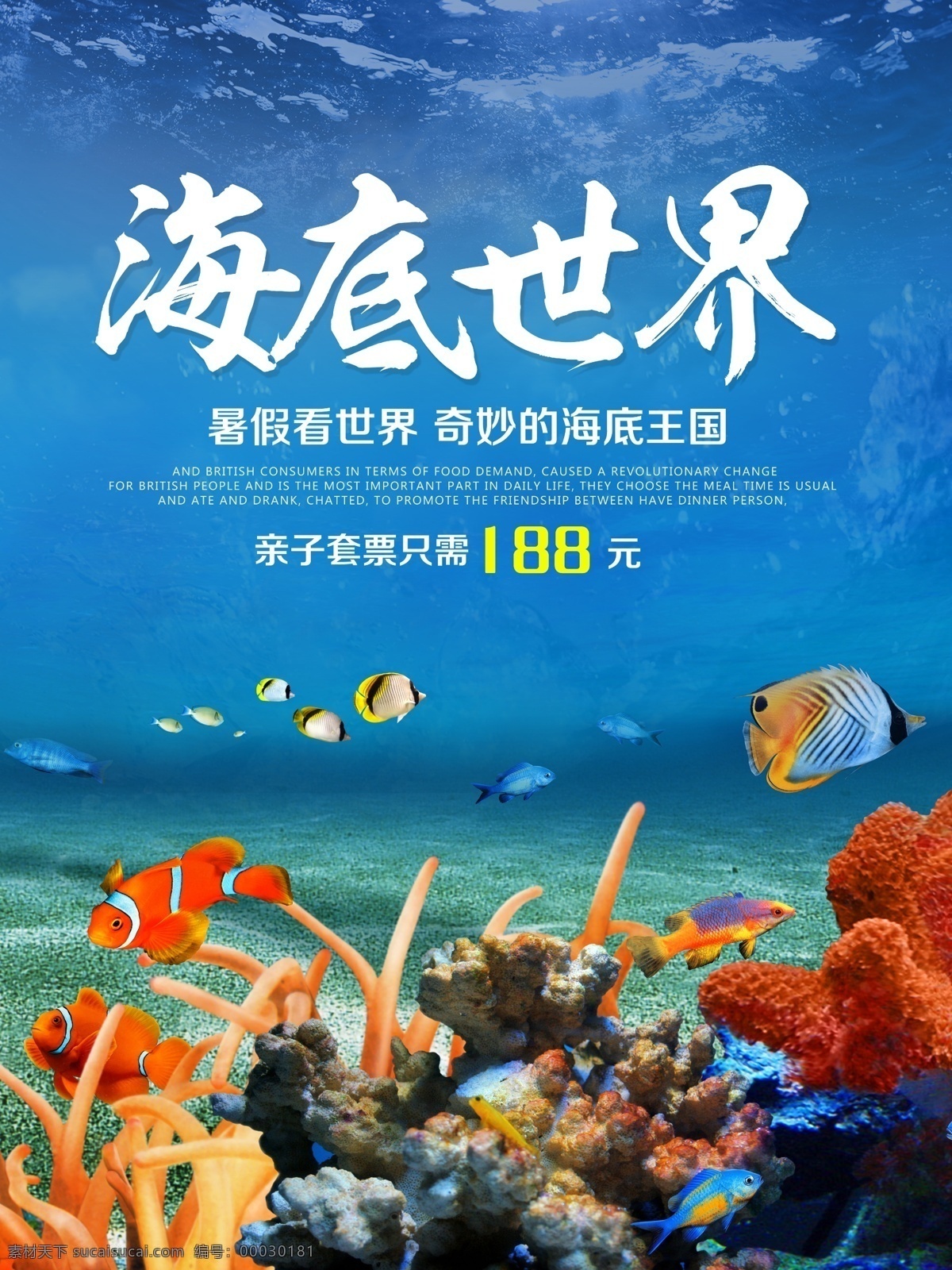 海底 世界 旅游 海报 各种鱼类 海藻 水藻 海星 海水 章鱼 珊瑚 海豚 鱼 虾 螃蟹 海洋生物植物 旅游海报 水族馆 暑假 展板模板