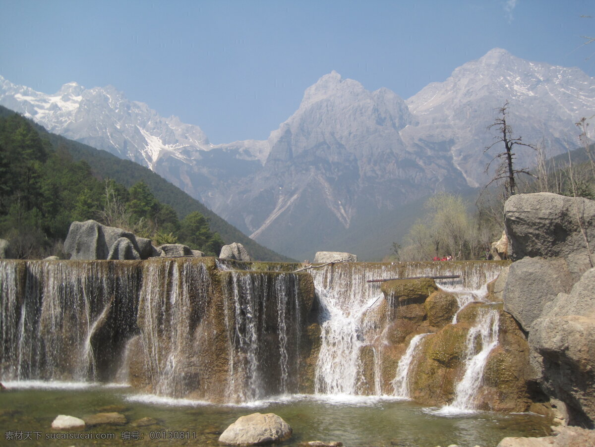 彩云 南 瀑布 山水风景 雪山 云南 自然风光 自然景观 彩云之南 蓝月谷 月亮谷 psd源文件