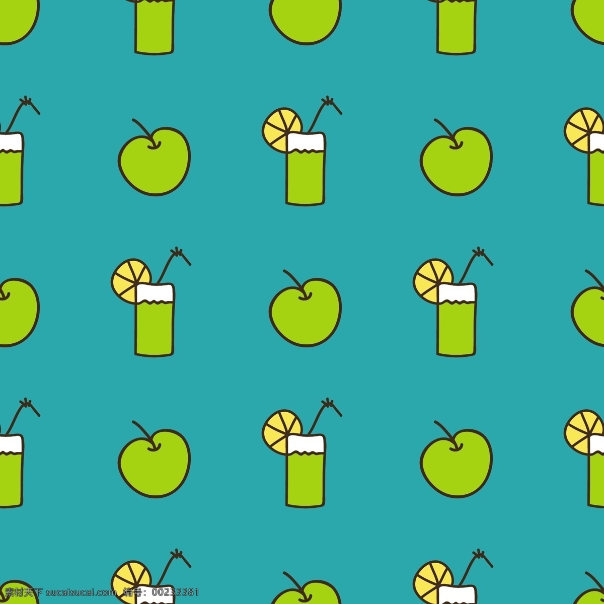 苹果 夏日 水果 冷饮 手绘 纹理 图案 矢量 青苹果 杯子 果汁 暑假 甜筒 创意 涂鸦 小清新 卡通 填充 插画 背景 海报 广告 包装 印刷 夏天