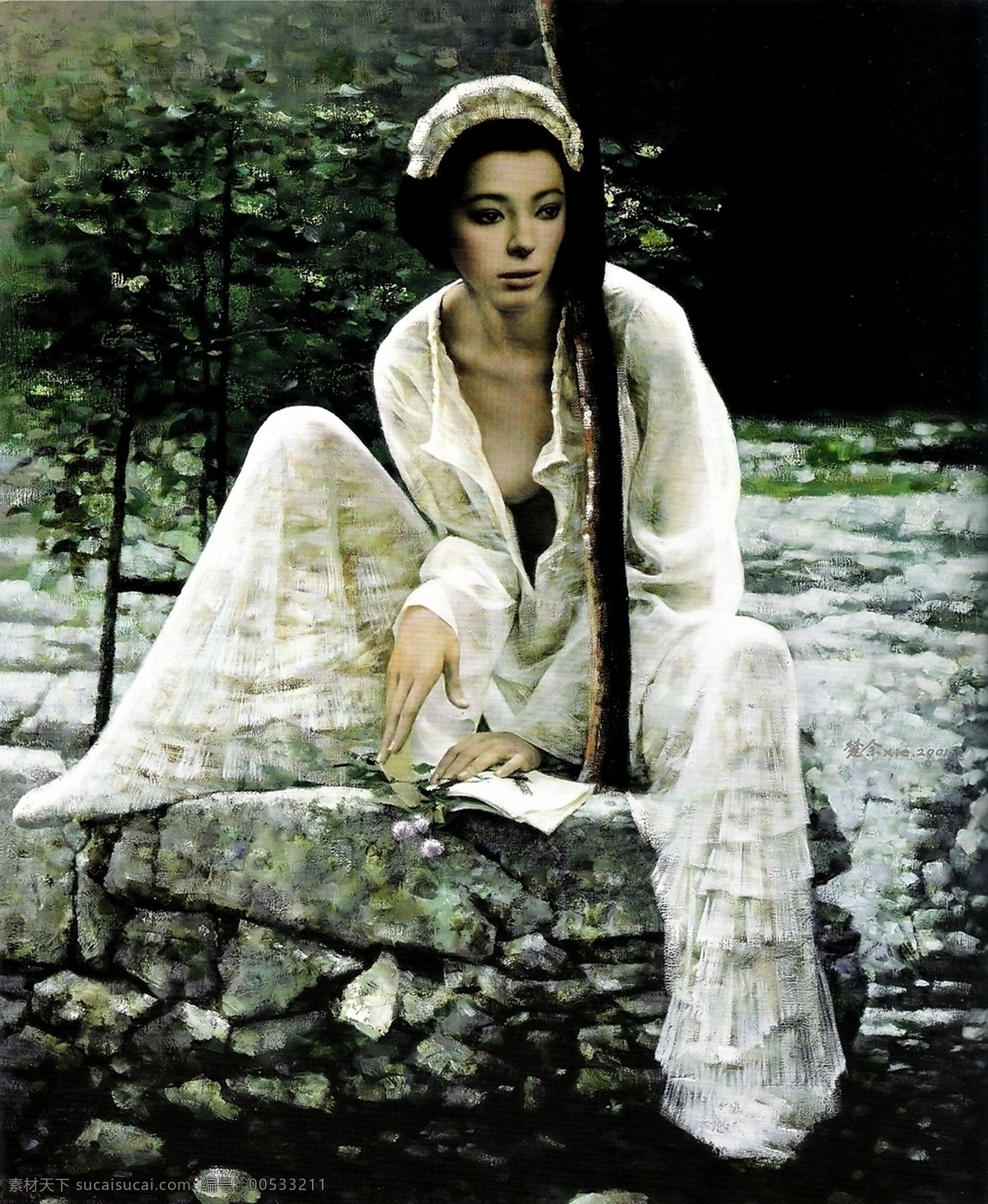 bmp 绘画书法 美女 美女油画 迷 文化艺术 谢楚余油画 油画 设计素材 模板下载 谢楚余 装饰素材