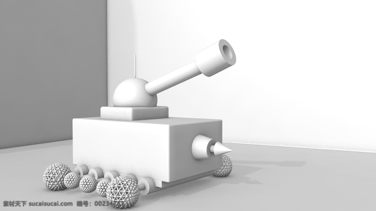 坦克 c4d 装饰 元素 3d 卡通 图案 实物 建模