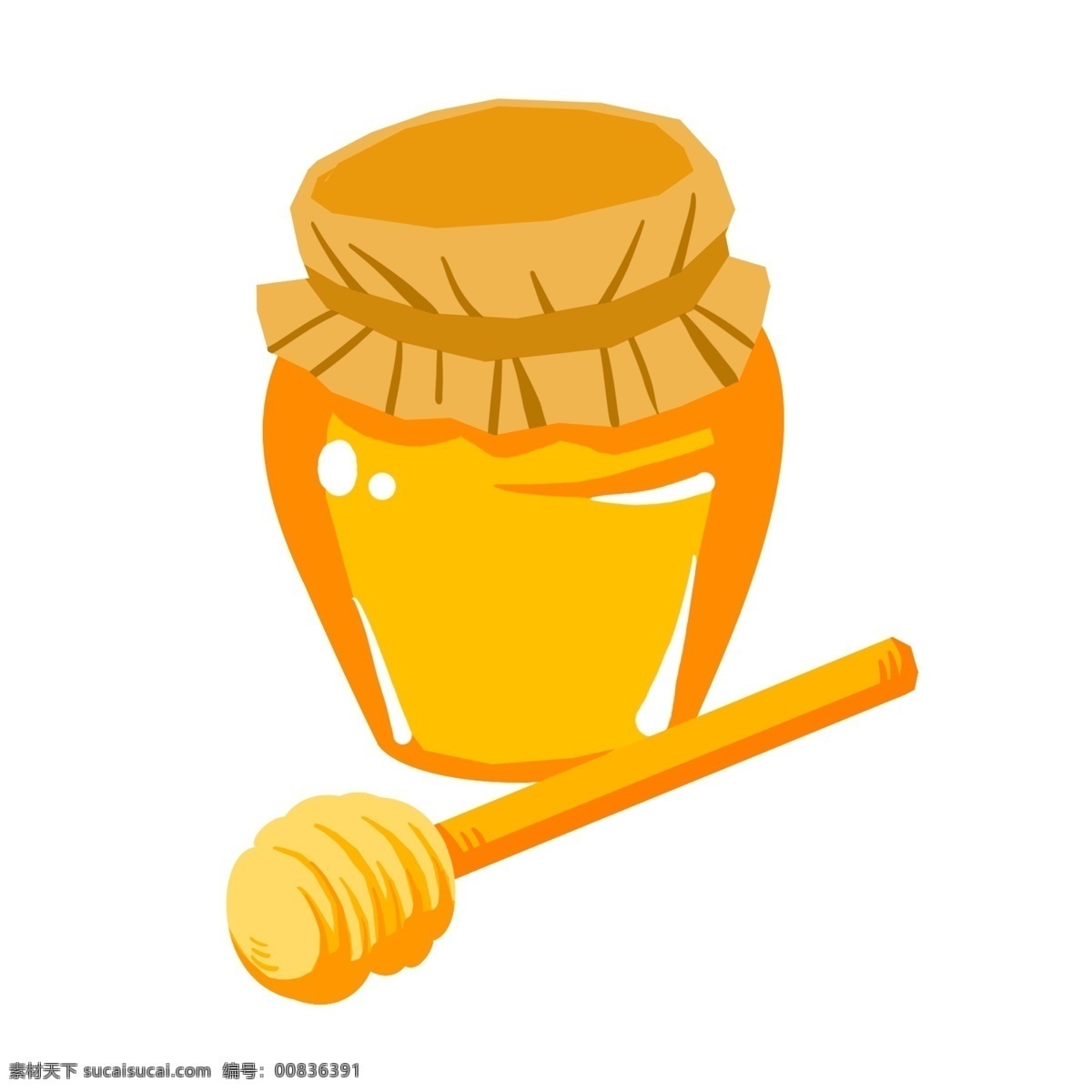 手绘 卡通 风格 蜂蜜 蜂蜜罐 罐子 黄色罐子 黄色蜂蜜 黄色勺子 卡通蜂蜜罐 合着的蜂蜜罐 蜂蜜罐小物 蜂蜜罐插图