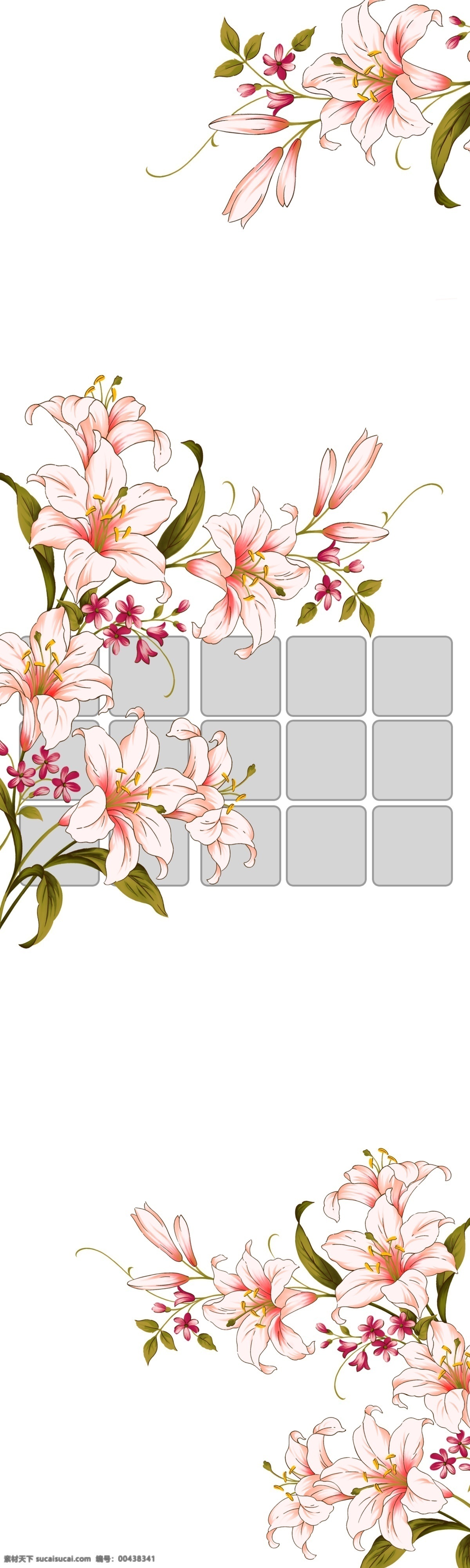 百合花 玻璃壁纸 广告设计模板 韩式花纹 花朵 水彩画 线条花移门 移门 移门花 装饰玻璃 移门图案 百合之恋 艺术移门图案 水彩风格 艺术门系列 源文件 装饰素材