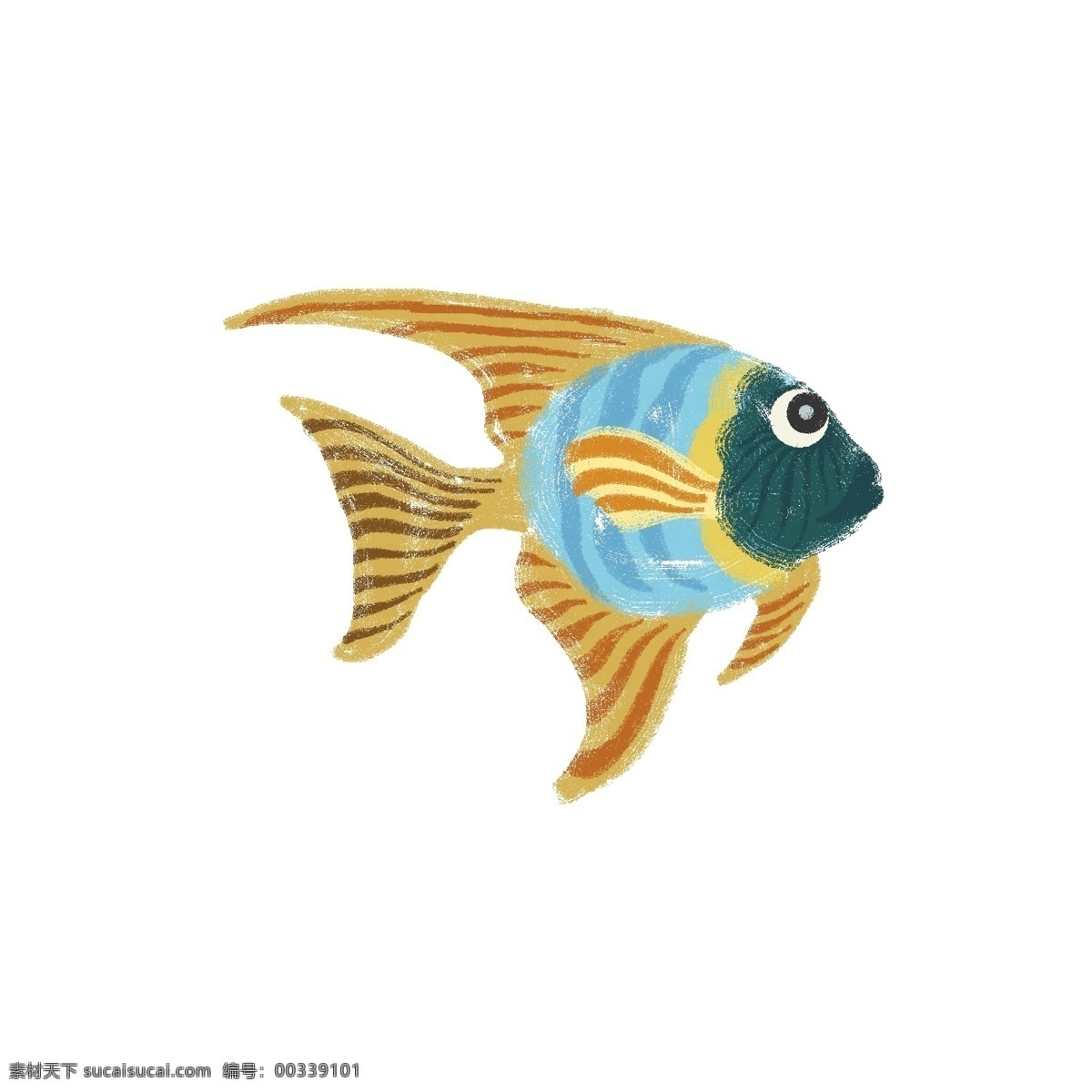 彩色 小鱼 卡通 动物 海洋生物 手绘 复古肌理 怀旧元素 插画元素