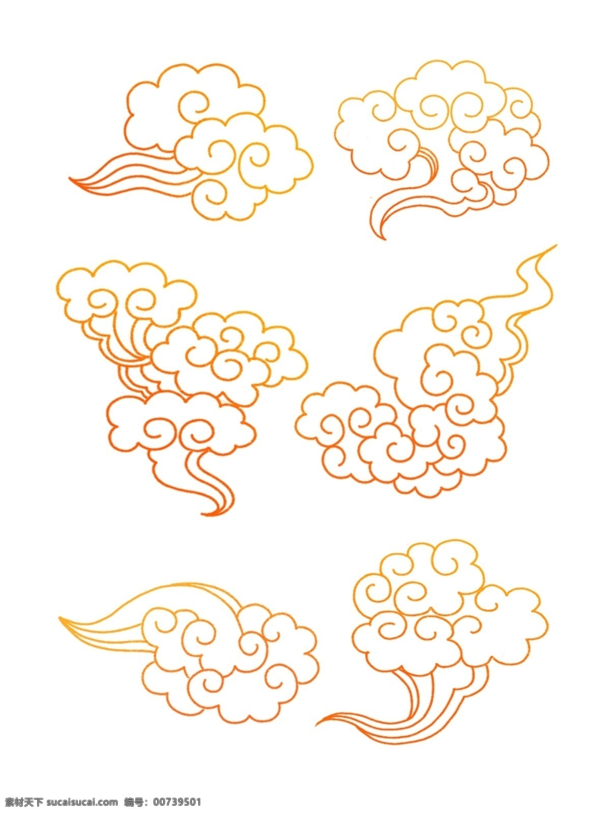 手绘 线性 祥云 商用 元素 古典 红色 底纹 插画 可商用 中国风 渐变 吉祥 如意 装饰 富贵 彩色 金色 云朵 彩霞 云 插图 祥瑞 瑞气 喜庆 简约