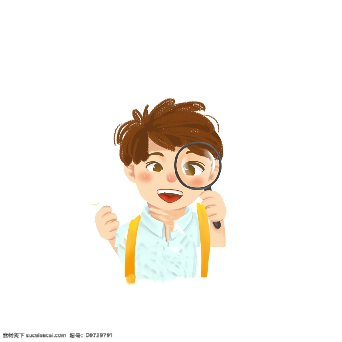放大镜 观察 小 男孩 商用 元素 卡通 创意 学生 插画设计 小男孩