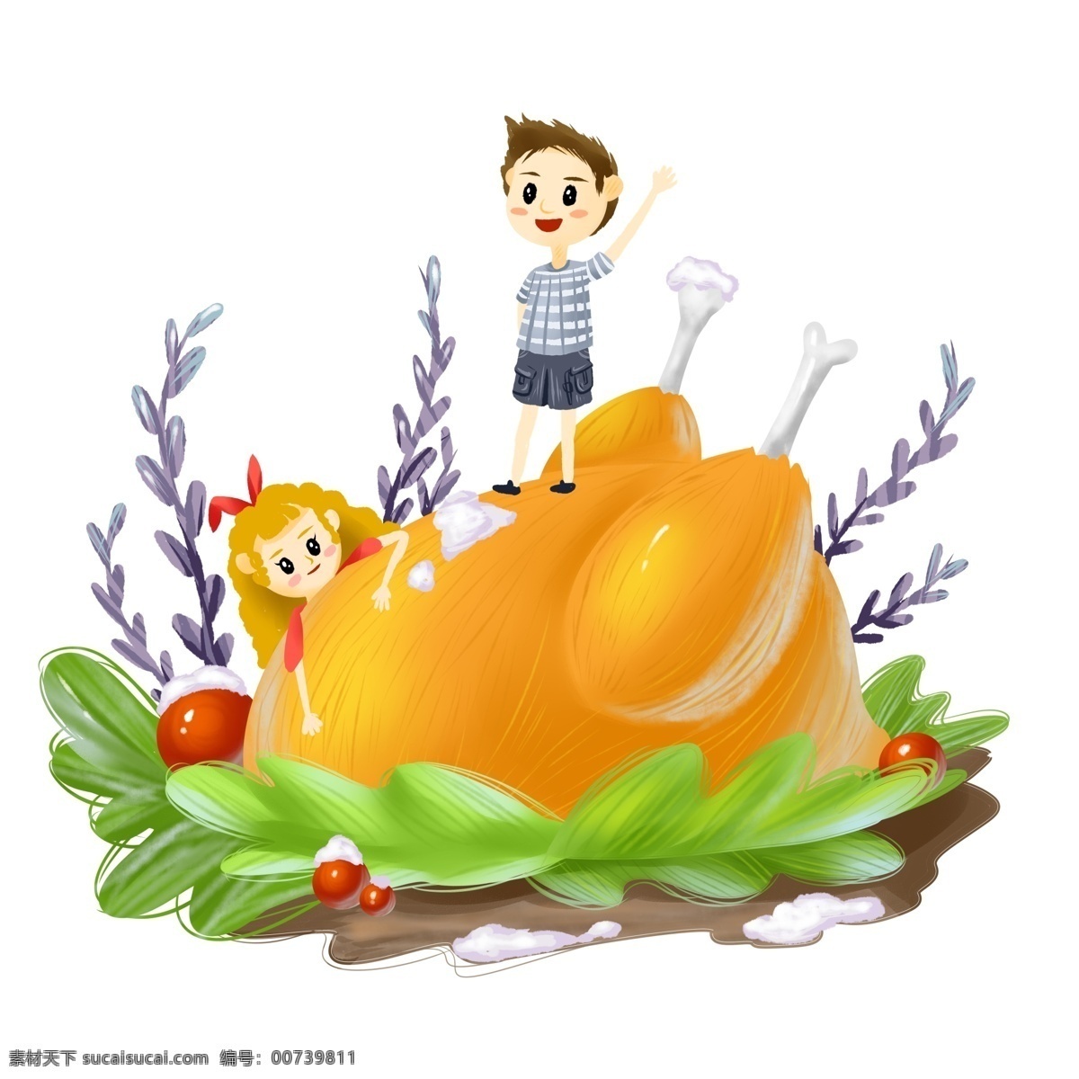 商用 手绘 感恩 节日 场景 火鸡 小孩 植物 感恩节 元素 海报素材 感恩节日 感恩场景 小男孩