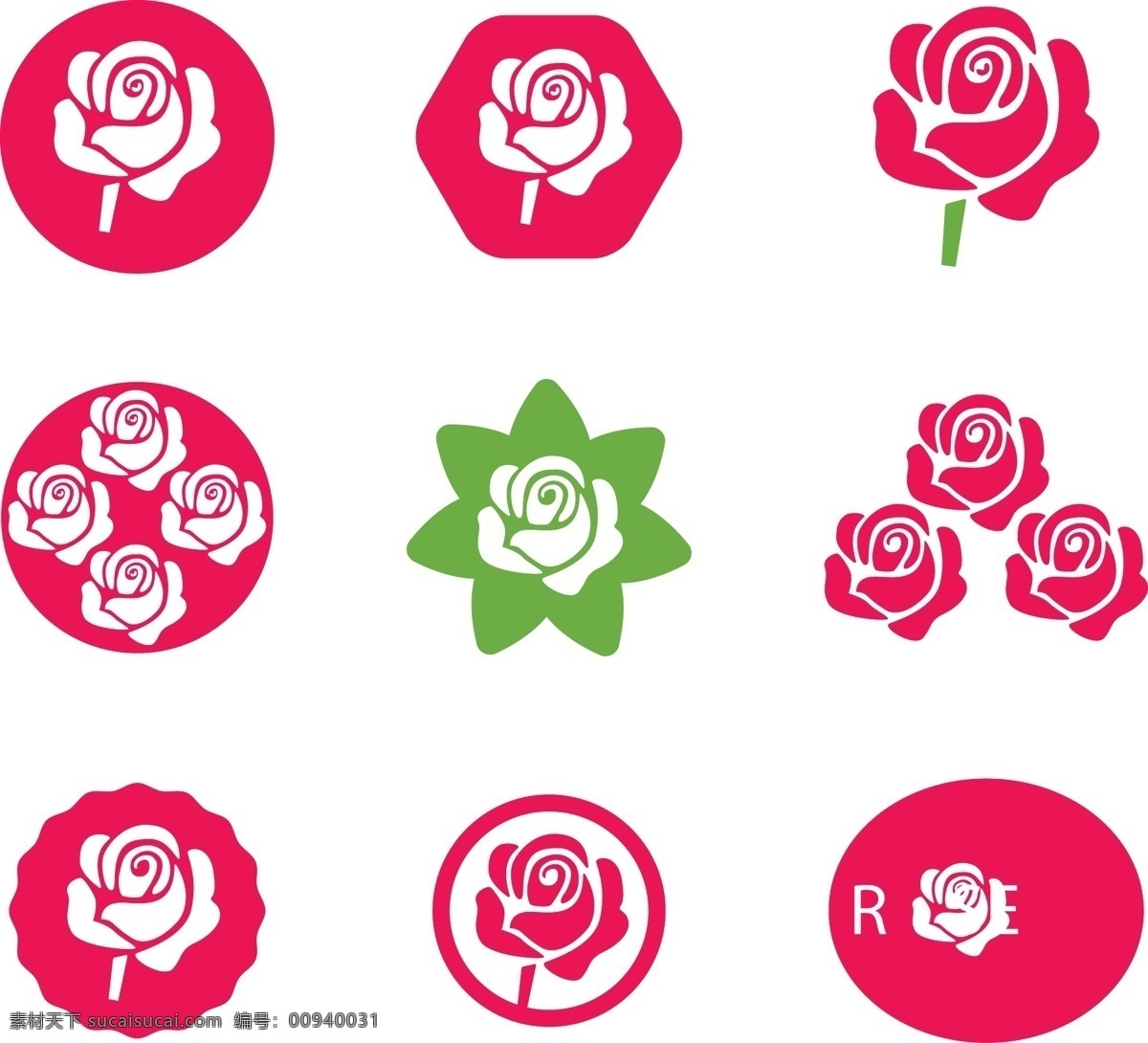 款 创意 玫瑰花 图标 矢量 玫瑰 花卉 矢量图 ai格式
