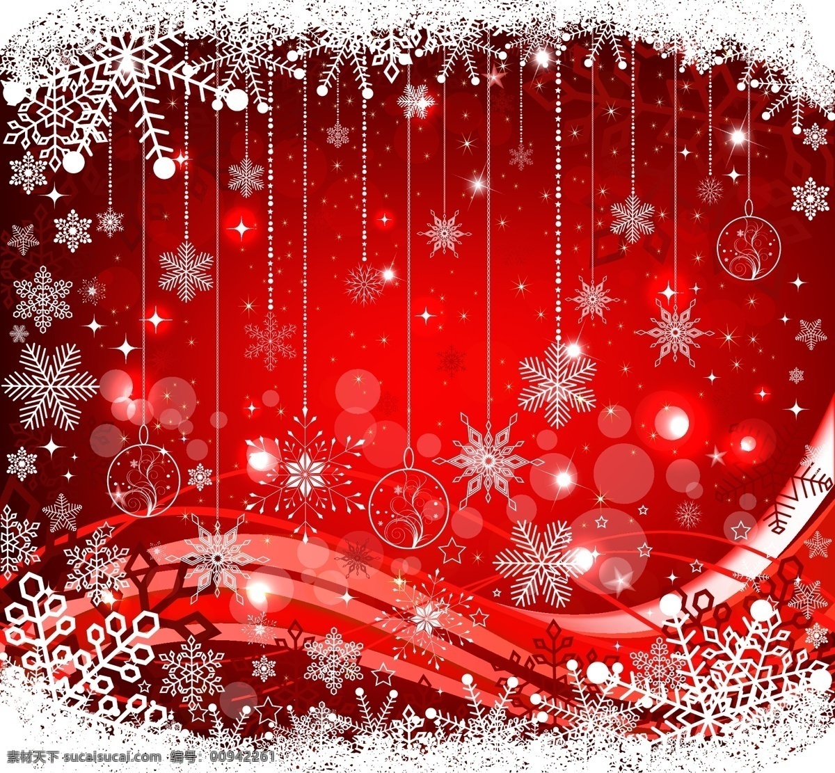 精美 圣诞球 背景 矢量 插图 镜头 模式 球 圣诞节 圣诞树 雪 精美的 流动的线条 矢量图 花纹花边
