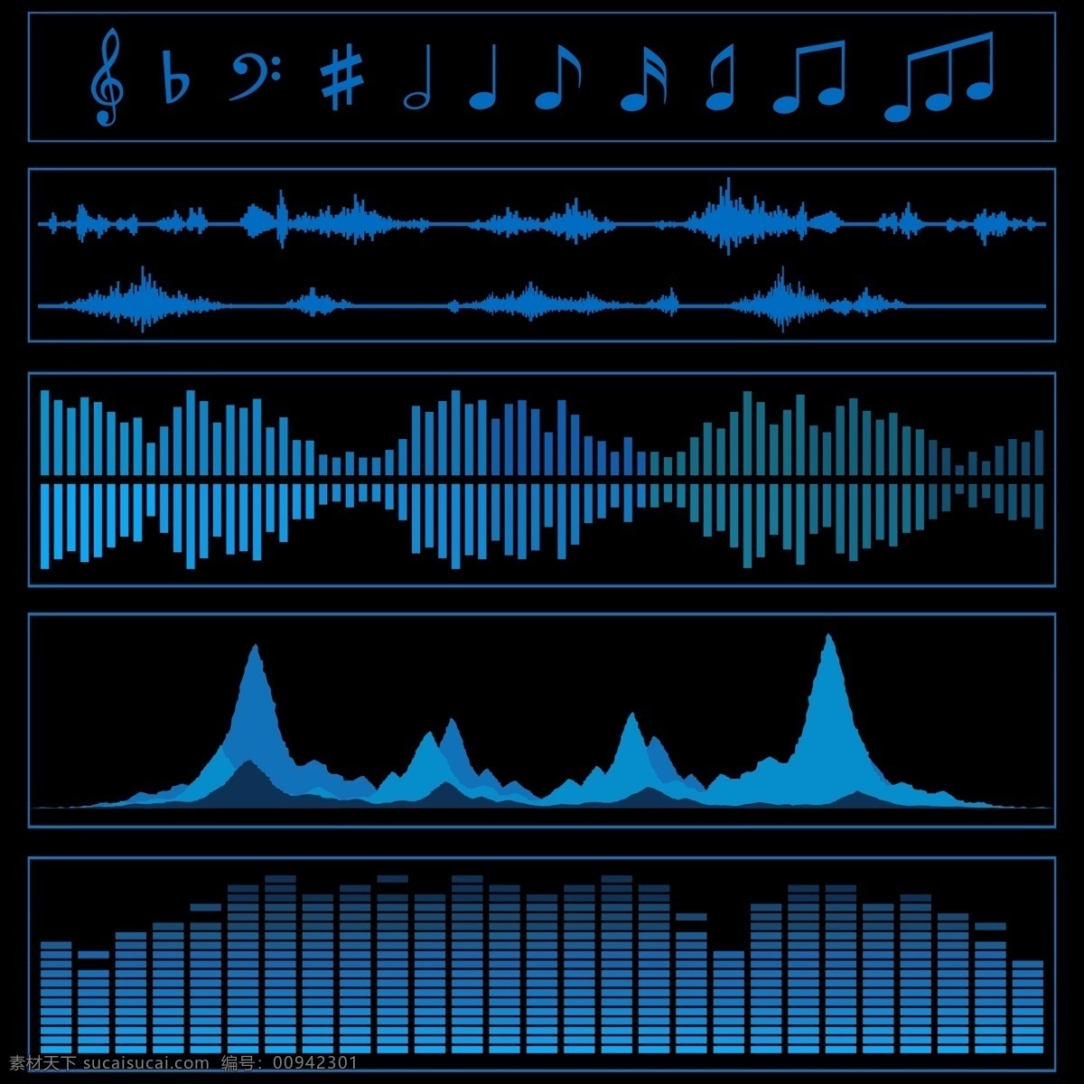 音频 材料 矢量 频率 音乐 波段 波 矢量图