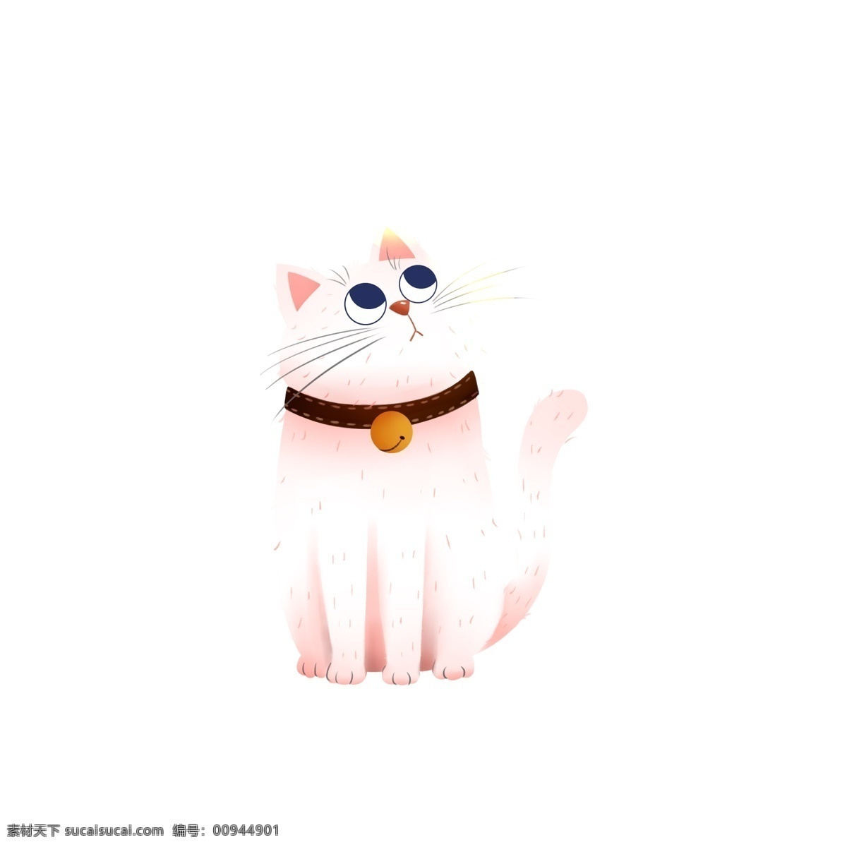 卡通 可爱 只 猫咪 动物 萌宠 插画 白猫