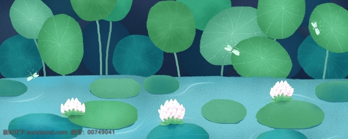 小 清新 处暑 节气 荷塘 背景 清新背景 荷叶 背景图 背景设计 彩绘别进 二十四节气 荷塘背景 池塘背景 banner