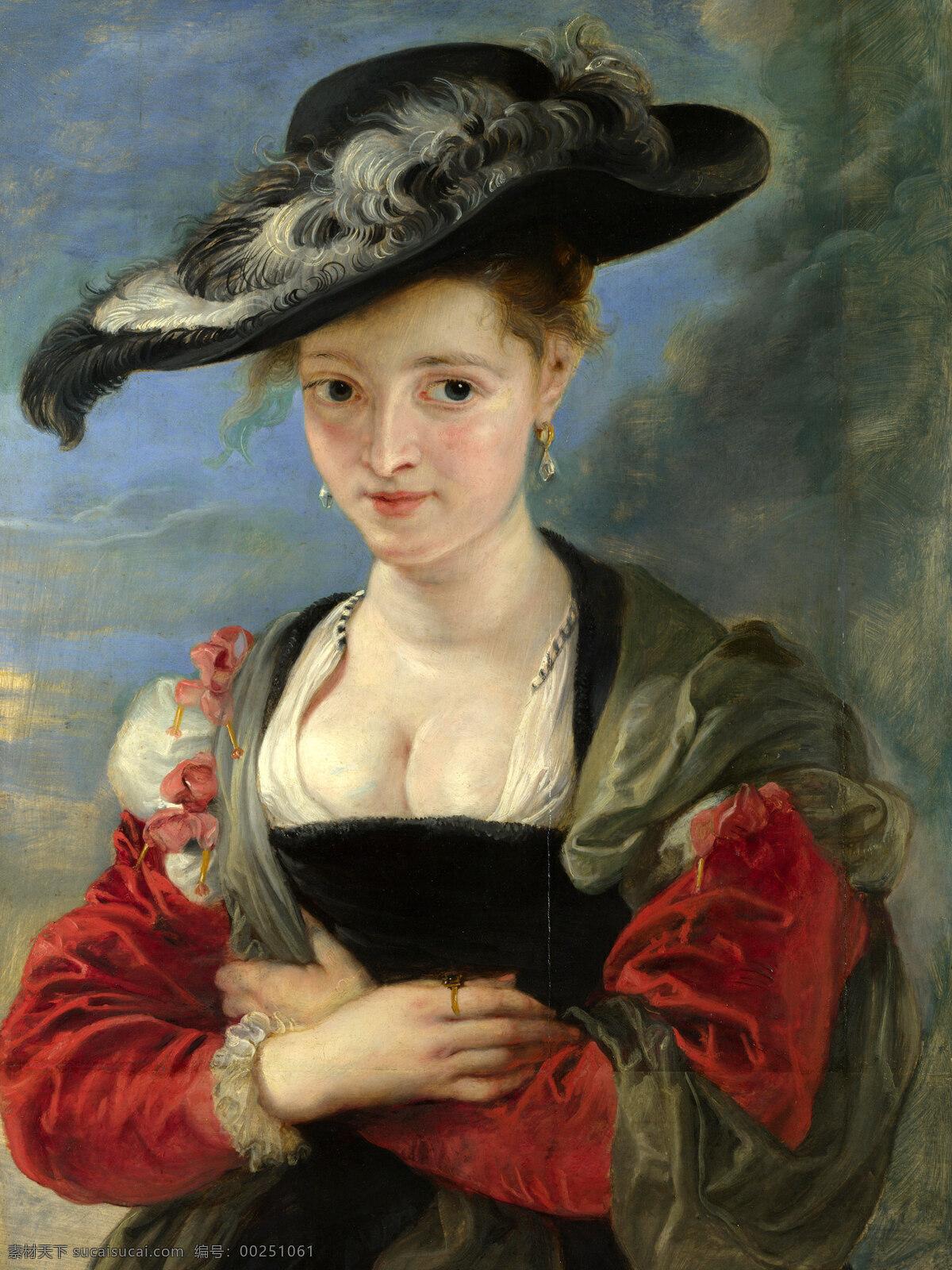 戴帽子 女人 古典油画 写实油画 装饰绘画 西方人物 装饰素材
