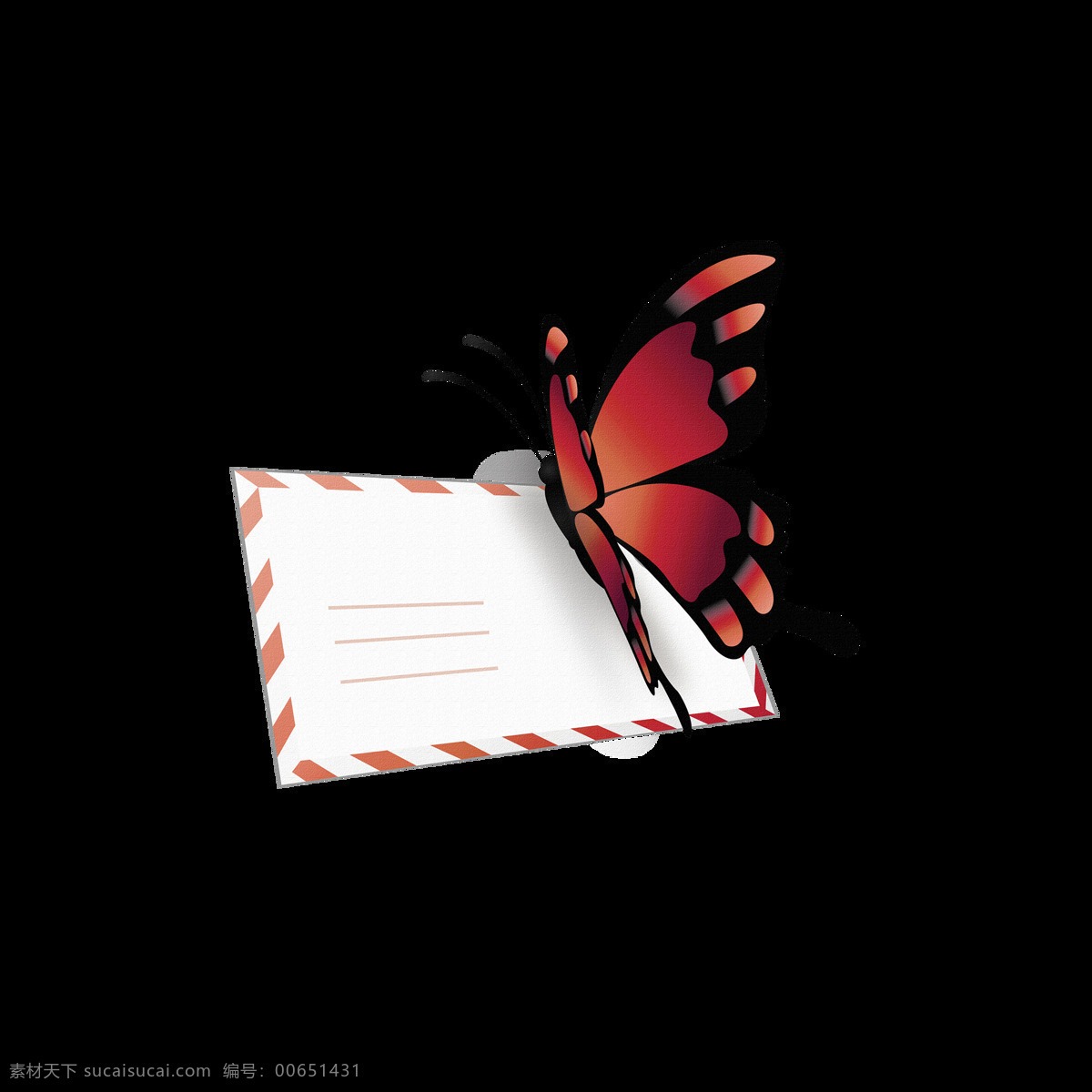 白色 纸张 蝴蝶 元素 手绘 信纸