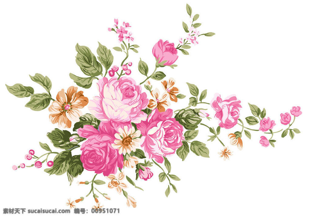 花团锦簇 粉红色 花 花束 底纹边框