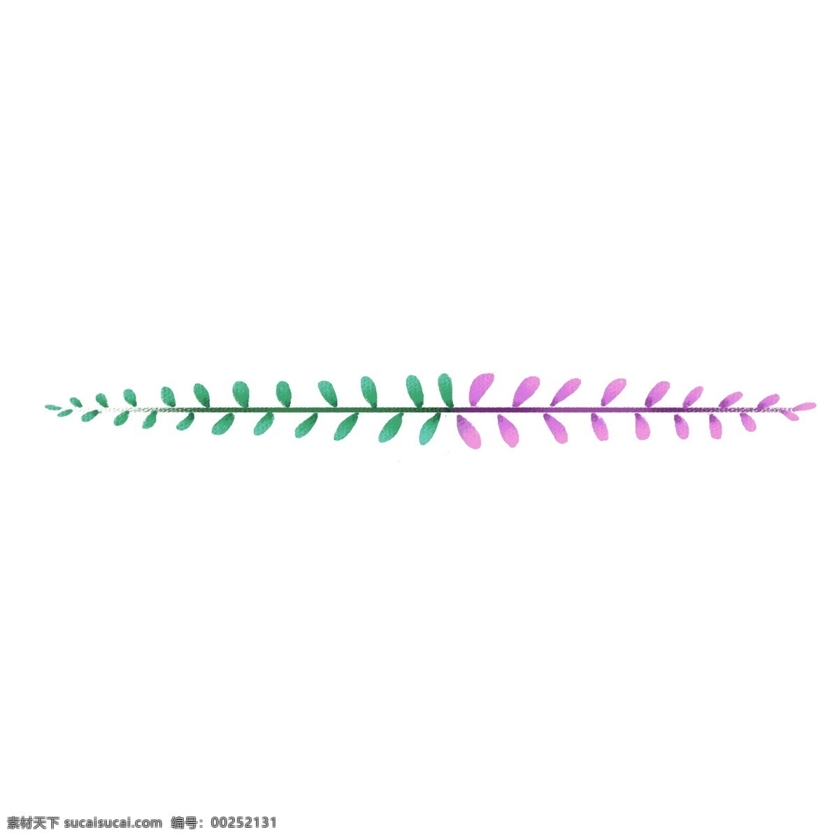 手绘 叶子 分割线 插画 紫色 分割线插画 手绘叶子 绿色 手绘分割线 叶子分割线