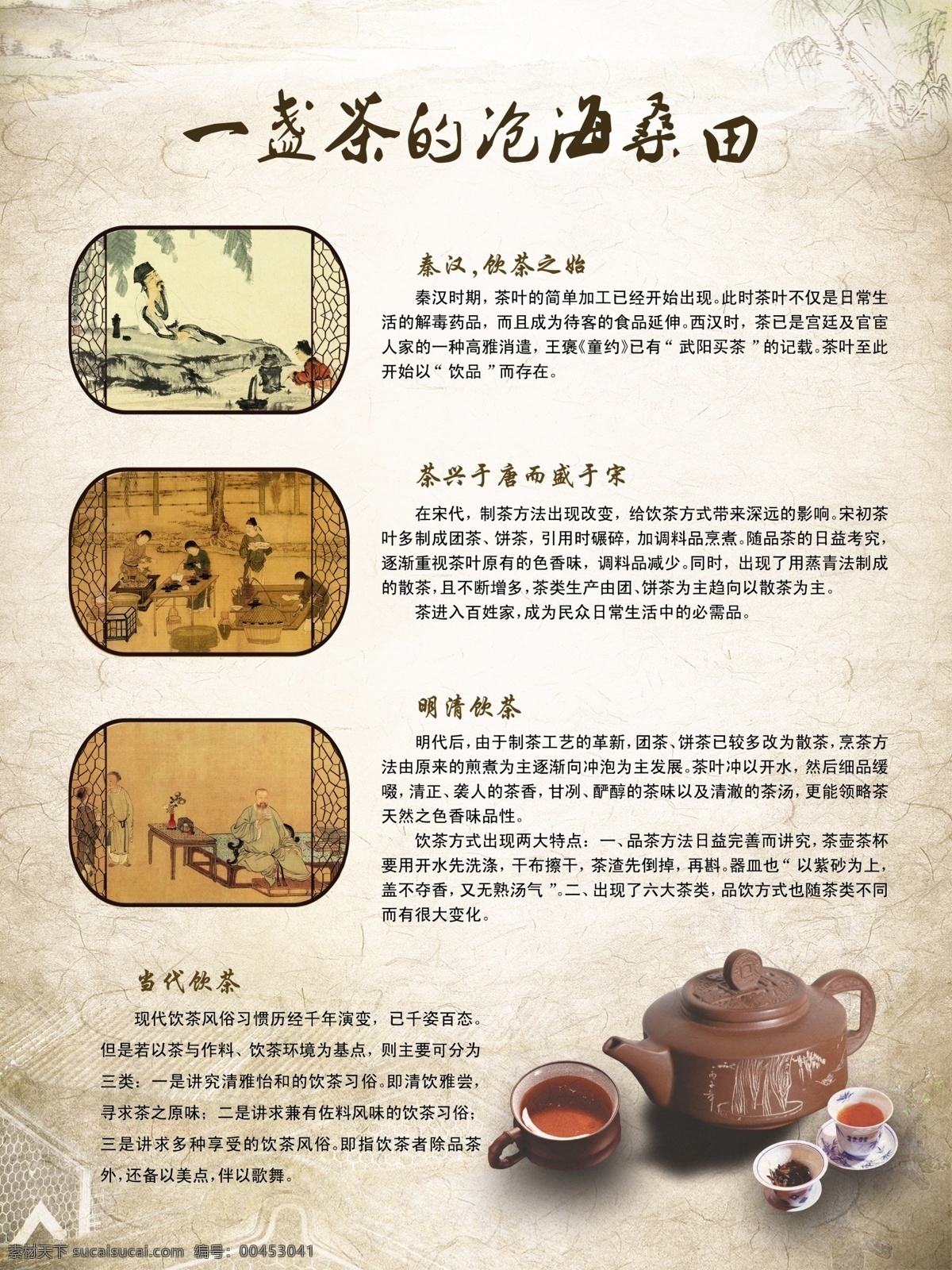 茶壶 茶杯 茶的历史 兴衰 茶的沧海桑田 展板模板