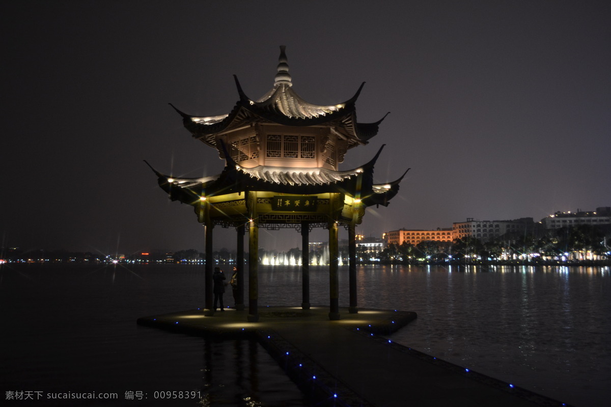 杭州西湖 西湖 杭州 西湖夜景 夜游西湖 旅游摄影 西湖集贤亭 自然风景 摄影图库 国内旅游