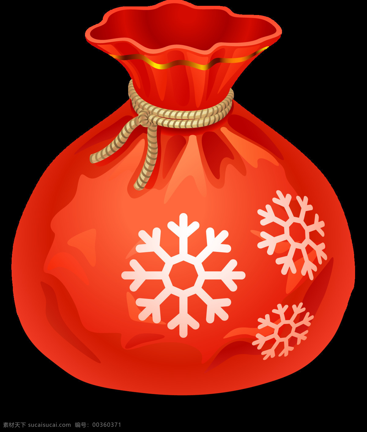 手绘 雪花 袋子 元素 圣诞节 红色袋子 福袋 免抠